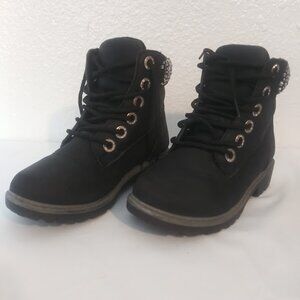 Black and silver rhinestone ankle boots girls size 13